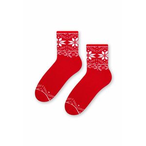 Bílo-červené vzorované ponožky 123