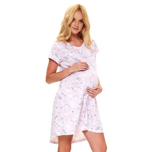 Světle růžová vzorovaná těhotenská noční košile TCB9444