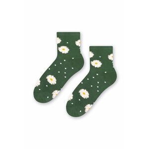 Tmavě zelené květované ponožky 099