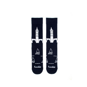 Modro-bílé vzorované ponožky Praha Karlův Most