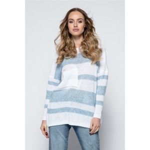 Bílo-modrý pulovr I240