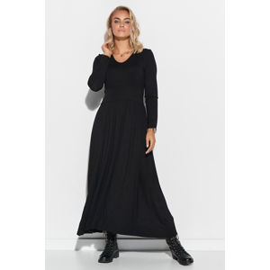 Černé maxi šaty s dlouhým rukávem M571