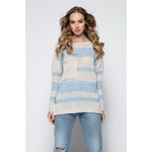 Béžovo-modrý pulovr I240