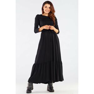 Černé maxi šaty s vázáním A455