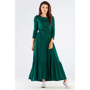 Zelené maxi šaty s vázáním A455