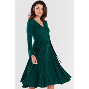 Tmavě zelené midi šaty A471