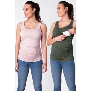 Dvojbalení těhotenských topů Aniza - růžová + zelená