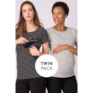 Bílo-černé páskové dvojbalení těhotenských triček Anne SS