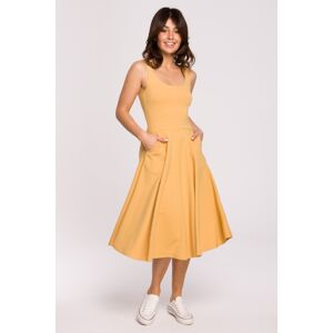 Žluté midi šaty B218