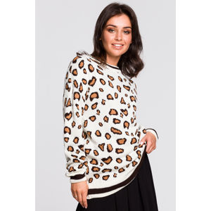 Smetanový leopardí pulovr BK029