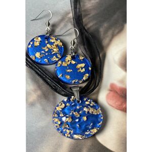 Modrý set handmade náhrdelníku a náušnic z pryskyřice Blue Lagune