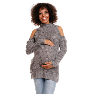 Šedý těhotenský pulovr 30040C