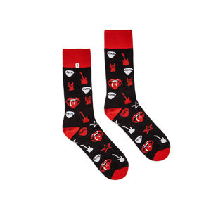 Černo-červené ponožky Rock