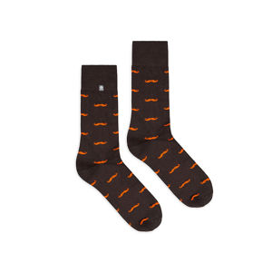 Hnědo-oranžové ponožky Mustache