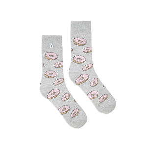 Šedo-růžové ponožky Donuts
