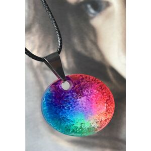 Vícebarevný handmade náhrdelník z pryskyřice a chirurgické oceli Color Burst