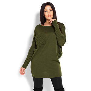 Zelený prodloužený pulovr 40017