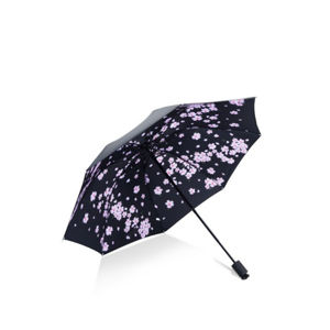 Růžovo-černý květovaný deštník Floria