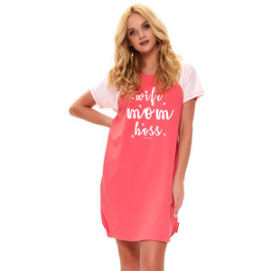 Růžová bavlněná těhotenská noční košile TCB9700