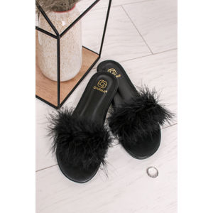 Černé kožešinové pantofle Orsay
