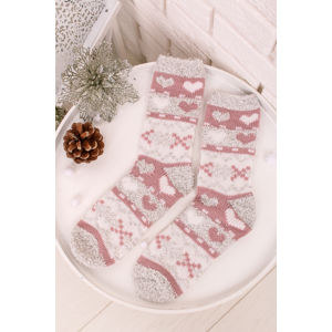 Dámské růžovo-bílé vzorované froté ponožky Coozy N66