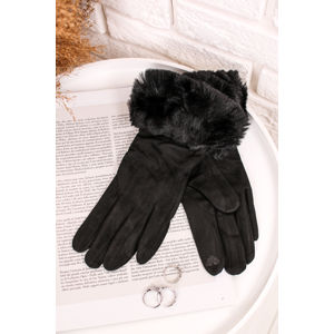 Černé rukavice s kožešinou Ditta