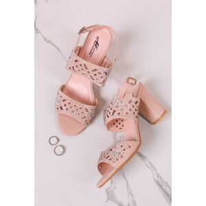 Světle růžové sandály na hrubém podpatku Alanis