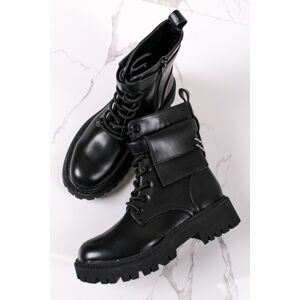 Černé kotníkové boty s kapsičkou Sedna