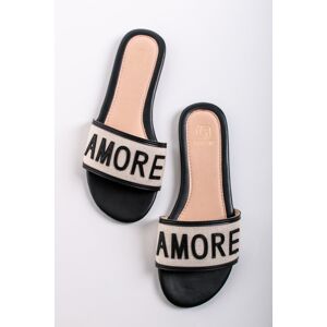 Černo-béžové nízké pantofle Amore