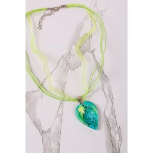 Modro-zelený handmade náhrdelník z pryskyřice Lime-Cyan Drop