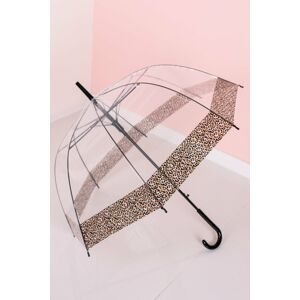 Hnědo-transparentní deštník Leopard