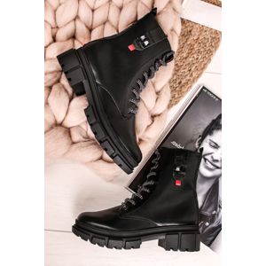 Černé šněrovací kotníkové boty 5-25214