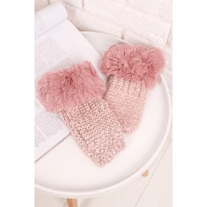 Růžové rukavice s kožešinou Babette