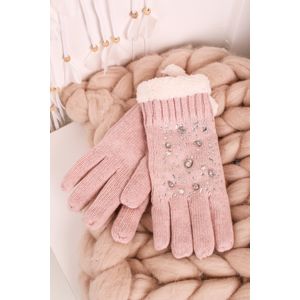 Růžové rukavice s kamínky Diora
