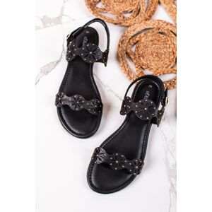 Černé kožené nízké sandály 5-28111