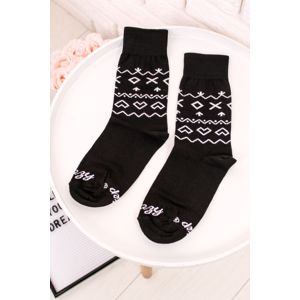 Černé vzorované ponožky Čičmany