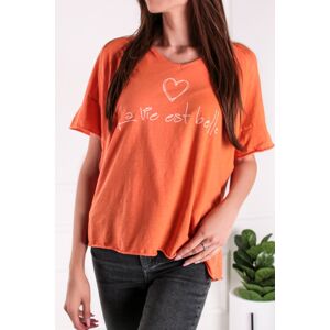 Oranžové bavlnené tričko Naelle