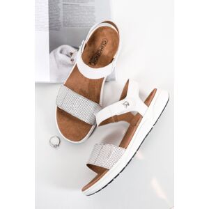 Bílé kožené sandály 9-28600