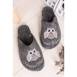 Šedé filcové pantofle Owly