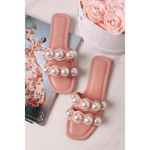 Růžové nízké pantofle s perlama Darline