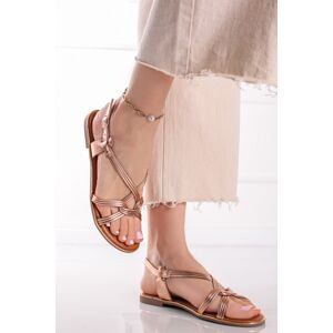 Růžovozlaté nízké sandály Effie
