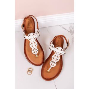 Bílé nízké kožené sandály 5-28112
