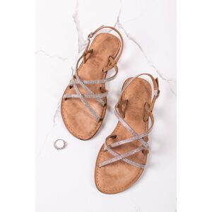 Stříbrné kožené nízké sandály 5-28122