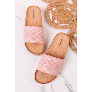 Světle růžové semišové pantofle na platformě Ambar
