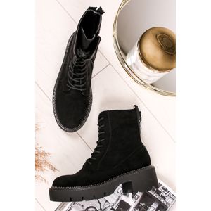 Černé šněrovací kotníkové boty Madelia