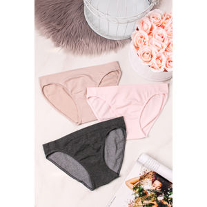 Trojbalení kalhotek Coming Attraction Bikinis - béžová + růžová + šedá