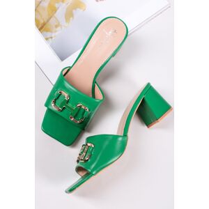 Zelené pantofle s hranatou špičkou Lucy