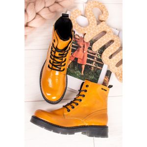 Žluté šněrovací kotníkové boty 9093501