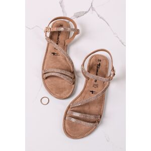 Bronzové nízké kožené sandály 1-28113