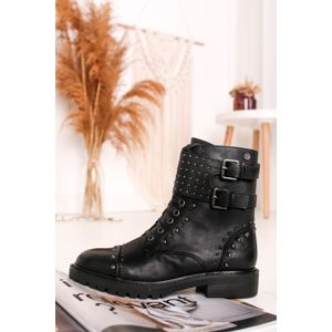 Černé vybíjené kotníkové boty 34438